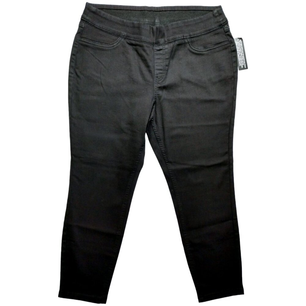 NWT Denim & Co Women's Pull-On Black Denim Jeggings Size 14P Petite